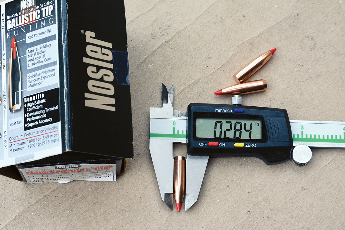 Standard bullet diameter is 7mm or .284 inch.